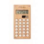 Calculatrice personnalisée en bambou couleur bois deuxième vue avec logo
