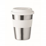 Mug take away personnalisé en acier inox couleur blanc