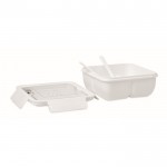 Boîte à repas avec 2 compartiments couleur blanc deuxième vue