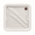 Boîte à repas avec 2 compartiments couleur blanc quatrième vue