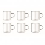 Porte-tasses avec 6 petits mugs en verre couleur bois troisième vue