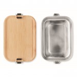 Petite lunch box personnalisable en inox couleur bois troisième vue