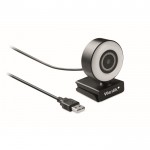 Webcam avec microphone et anneau lumineux couleur noir vue principale