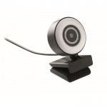 Webcam avec microphone et anneau lumineux couleur noir première vue