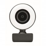 Webcam avec microphone et anneau lumineux couleur noir quatrième vue