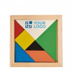 Jeu du tangram en bois coloré avec zone d'impression