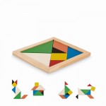 Jeu du tangram en bois coloré couleur bois