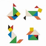 Jeu du tangram en bois coloré couleur bois troisième vue