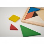 Jeu du tangram en bois coloré couleur bois vue détail 4