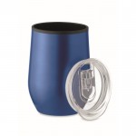 Tasse en acier à double paroi avec couvercle couleur bleu