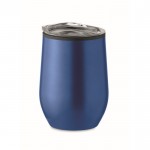 Tasse en acier à double paroi avec couvercle couleur bleu première vue