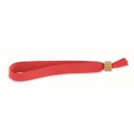 Bracelet en polyester et fermoir en bambou couleur rouge