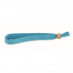 Bracelet en polyester et fermoir en bambou couleur turquoise