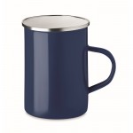 Tasse en métal émaillé au design vintage couleur bleu