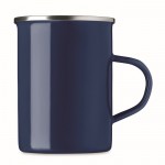Tasse en métal émaillé au design vintage couleur bleu deuxième vue