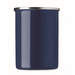 Tasse en métal émaillé au design vintage couleur bleu troisième vue
