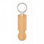 Porte-clés en bambou avec jeton de caddie couleur bois deuxième vue