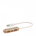 Hub USB à 3 ports dans un coffret en bois avec zone d'impression