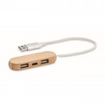 Hub USB à 3 ports dans un coffret en bois couleur bois