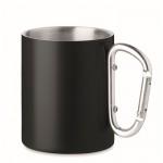 Tasse en métal avec poignée mousqueton couleur noir