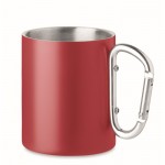 Tasse en métal avec poignée mousqueton couleur rouge