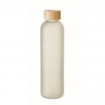 Botella de vidrio para sublimación con tapa de bambú 650ml couleur blanc