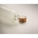 Botella de vidrio para sublimación con tapa de bambú 650ml couleur blanc troisième vue photographique