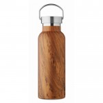 Botella de acero reciclado doble pared y aspecto de madera 500ml couleur marron quatrième vue