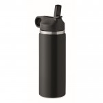 Botella de acero inoxidable reciclado antifugas con pajita 500ml couleur noir