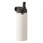 Botella de acero inoxidable reciclado antifugas con pajita 500ml couleur blanc