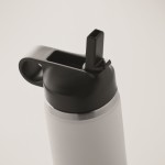 Botella de acero inoxidable reciclado antifugas con pajita 500ml couleur blanc troisième vue photographique