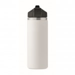 Botella de acero inoxidable reciclado antifugas con pajita 500ml couleur blanc huitième vue
