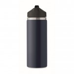 Botella de acero inoxidable reciclado antifugas con pajita 500ml couleur bleu marine septième vue
