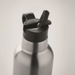 Botella antifuga con 2 tapones intercambiables y pajita 700ml couleur argenté mat quatrième vue photographique