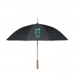Parapluie manuel RPET en pongé coupe-vent avec armature en bambou Ø104 vue avec zone d'impression