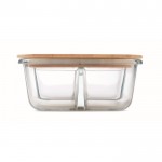 Fiambrera de vidrio con 3 compartimientos y tapa de bambú 800ml couleur transparent huitième vue