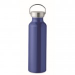 Botella de aluminio reciclado con tapón antifugas y asa 500ml couleur bleu