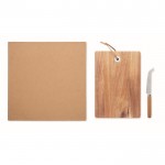 Set de tabla para quesos de madera de acacia con cuchillo couleur bois sixième vue