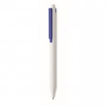 Bolígrafo reciclado blanco con clip de color tinta azul couleur bleu