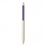 Bolígrafo reciclado blanco con clip de color tinta azul couleur bleu deuxième vue