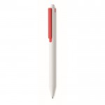 Bolígrafo reciclado blanco con clip de color tinta azul couleur rouge