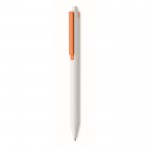 Bolígrafo reciclado blanco con clip de color tinta azul couleur orange