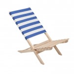 Silla de playa plegable de madera con asiento bajo peso máximo 95 kg couleur blanc/bleu