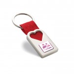Porte-clés publicitaire avec cœur couleur  rouge deuxième vue avec logo