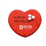Bonbons promotionnels dans une boîte en forme de cœur couleur  rouge deuxième vue avec logo