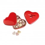 Boîte en forme de cœur avec bonbons couleur  rouge troisième vue avec logo