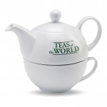 Ensemble de théière et tasse personnalisées couleur  blanc avec logo