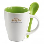 Tasse personnalisée avec cuillère de 250 ml couleur  vert avec logo
