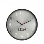 Horloge publicitaire avec cadran argenté avec zone d'impression