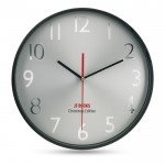 Horloge publicitaire avec cadran argenté couleur  noir imprimé